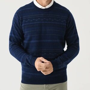 Peter Millar Navy Patterned Cashmere Crewneck